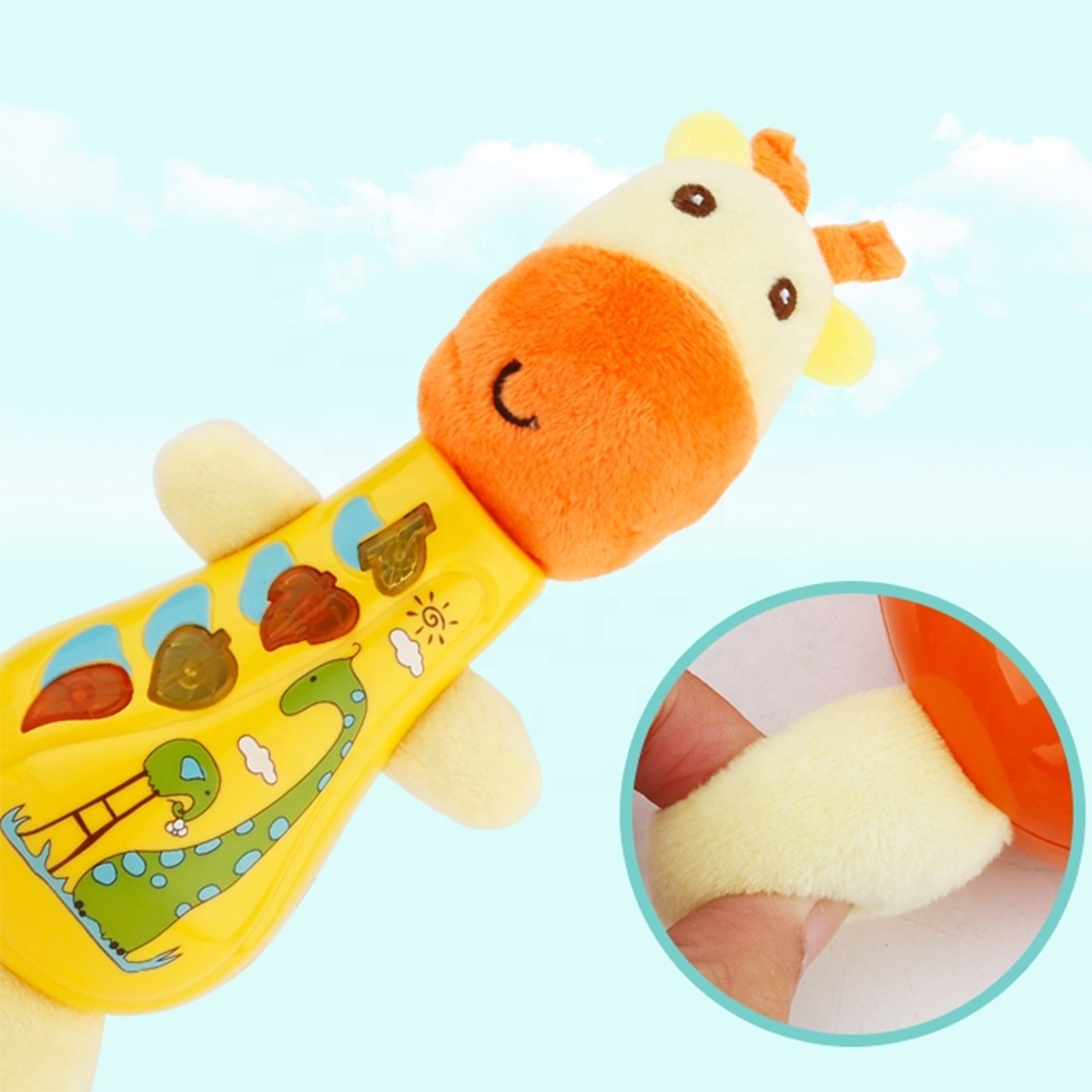 Baby birthday gift placate baby educational plush musical toys cute sleep animal plush toy with LED light