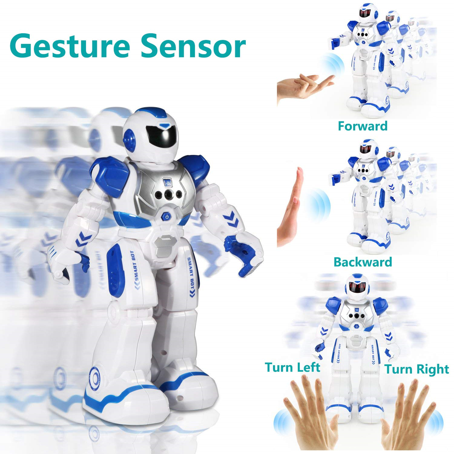 Intelligent Remote Control Induction Robots Toys with Light and Sound for Kids