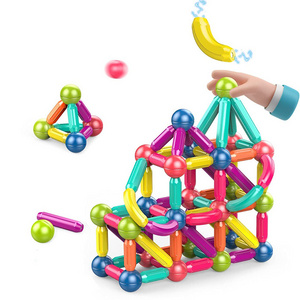 64 PCS STEM Rods Building Blocks Magnet Stacking Toys Tiles Magnetic Sticks and Balls Color Box CPC Toys Sets for Kids Game Sets