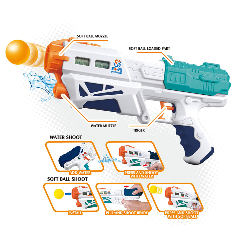 2 In 1 Shooting Gun Toy Summer Toy EVA  Soft Ball Gun gun  shooting ball foam dart blaster for kids