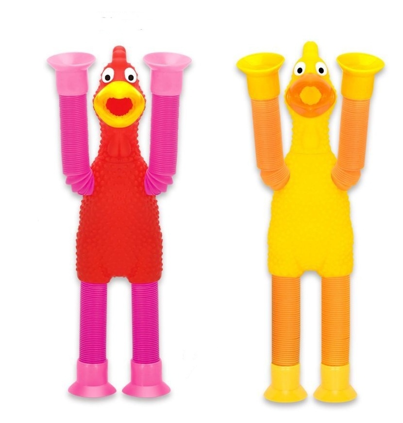 telescopic screaming chicken Fidget Sensory Anti-stress Squeeze Screaming Chicken Suction Cup Toys