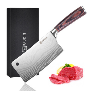 7-inch Stainless Steel Ultra Sharp Big Cleaver Knife Kitchen Chef Knife For Cutting Meat and Vegetable with wooden handle