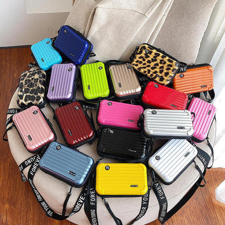 New Fashion Mini Suitcase Shape Crossbody Bag Portable Luggage Makeup Storage Case Luxury Cosmetic Bags