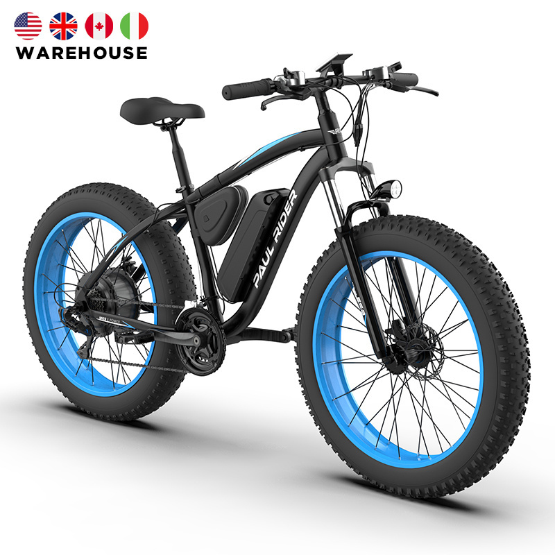 PAUL RIDER USA warehouse 26 Inch 48V 500W 1000W hybrid e bike mtb ebike Fat Tire Electric Mountain Bike