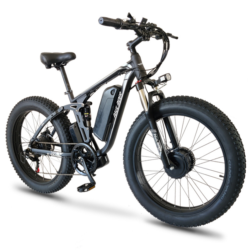 26 Inch 7 Speed 48V 1000W 2000w dual motor electric bike full suspension mtb Fat tire ebike mountain e bike