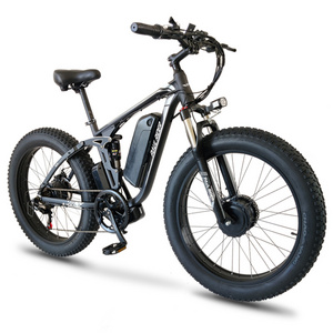 26 Inch 7 Speed 48V 1000W 2000w dual motor electric bike full suspension mtb Fat tire ebike mountain e bike