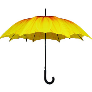 Novelty straight outside full sunflower design  print flower shape umbrella for women