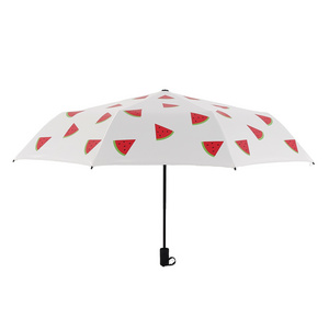 3 fold sublimation watermelon print all over windproof girls umbrella