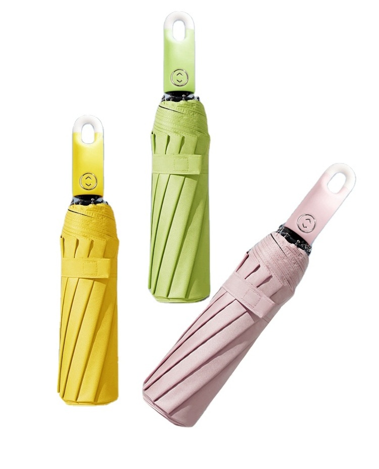 Fashion new shape 3 fold automatic  hanging lock handle umbrella for sale