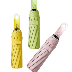 Fashion new shape 3 fold automatic  hanging lock handle umbrella for sale