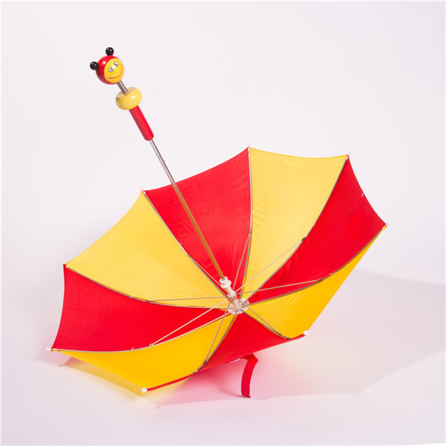 Cute kids umbrella yellow and red with toy hand toy umbrella