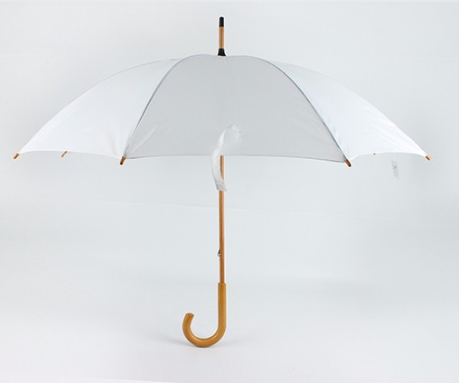 Highly recommended waterproof direct sale cheap white  white umbrella wedding wooden handle dollar camping umbrellas