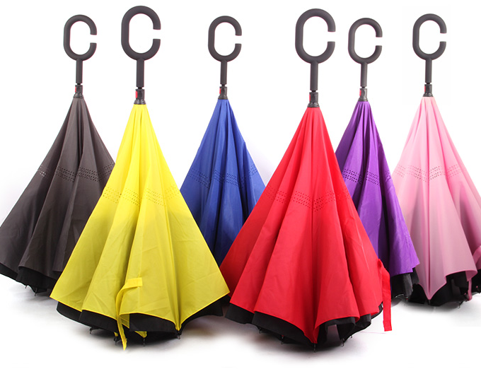 Most popular colorful double layer upside-down umbrella inverted