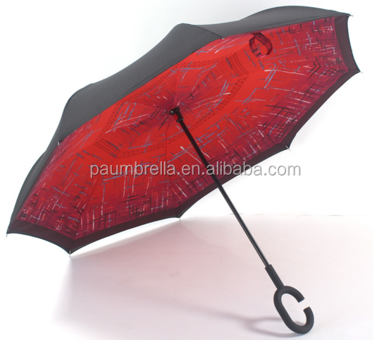 Most popular colorful double layer upside-down umbrella inverted