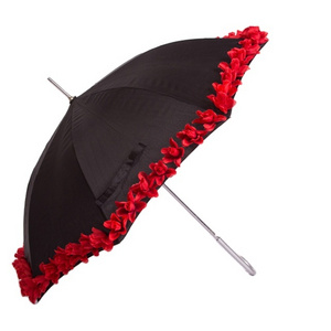 Black color with red flower party decoration umbrella