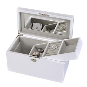 wooden jewelry box with mirror and removable tray jewelry organizer white