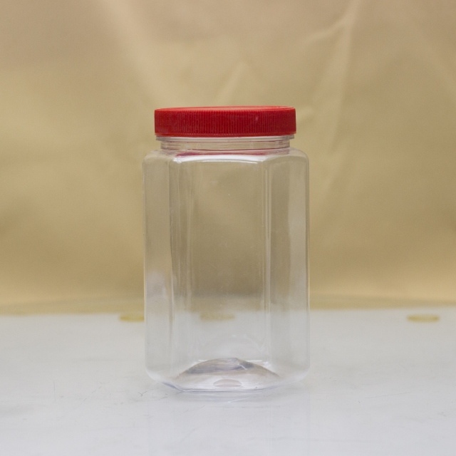 400ml Clear Hexagonal Shape PET plastic Jar for Nuts packaging with plastic cap