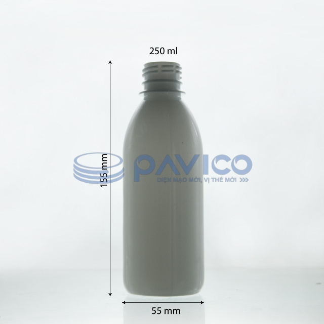 250ml - 28mm - 26g Milky white pharmaceutical PET plastic bottle cough syrup PET bottle with PP measuring cup cap