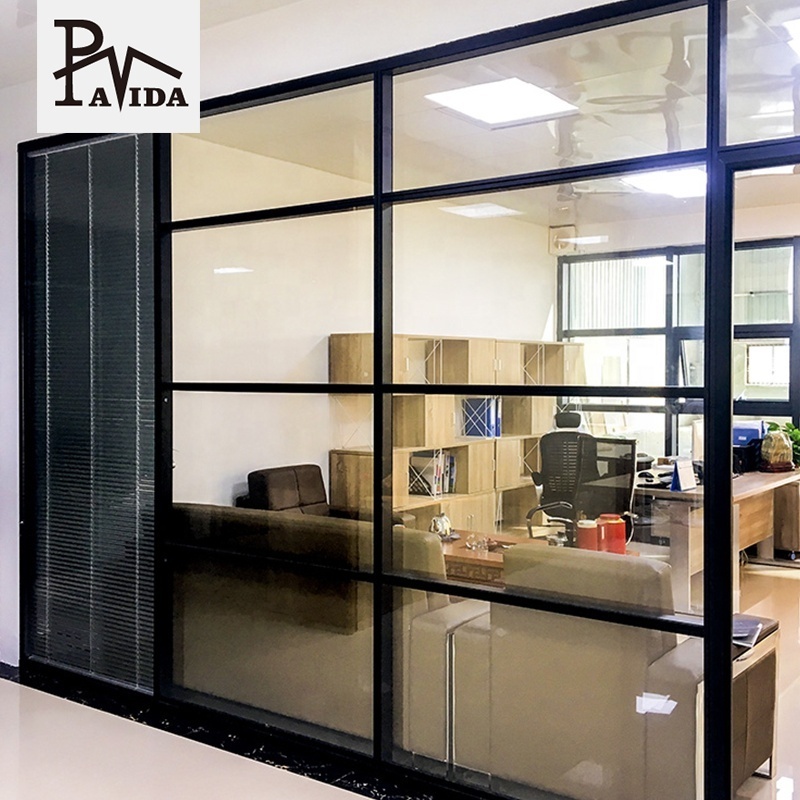 Wall partition room divider operable design full glass tempered clear glass office partitions frosted glass wall partition