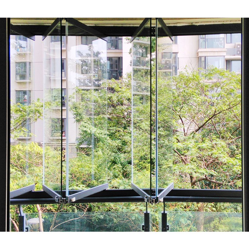 Commercial Balcony Folding Windows Double Glass Aluminum Folding Windows Horizontal Folding Windows