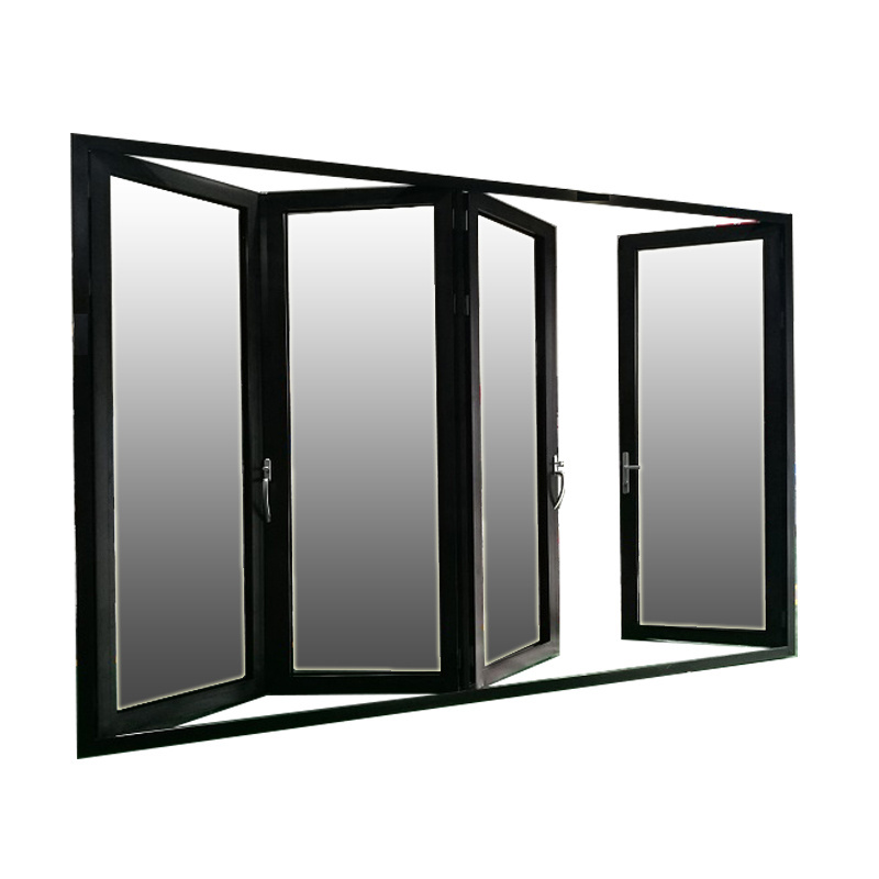 Commercial Balcony Folding Windows Double Glass Aluminum Folding Windows Horizontal Folding Windows