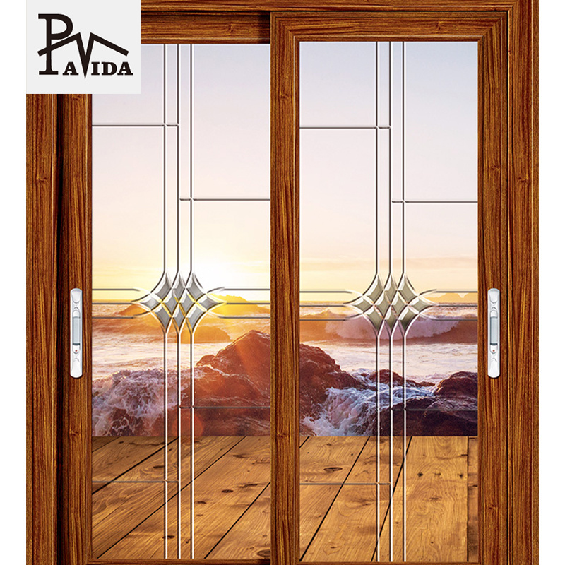 Glass prints aluminum interior sliding pocket doors for living room/kitchen /bathroom