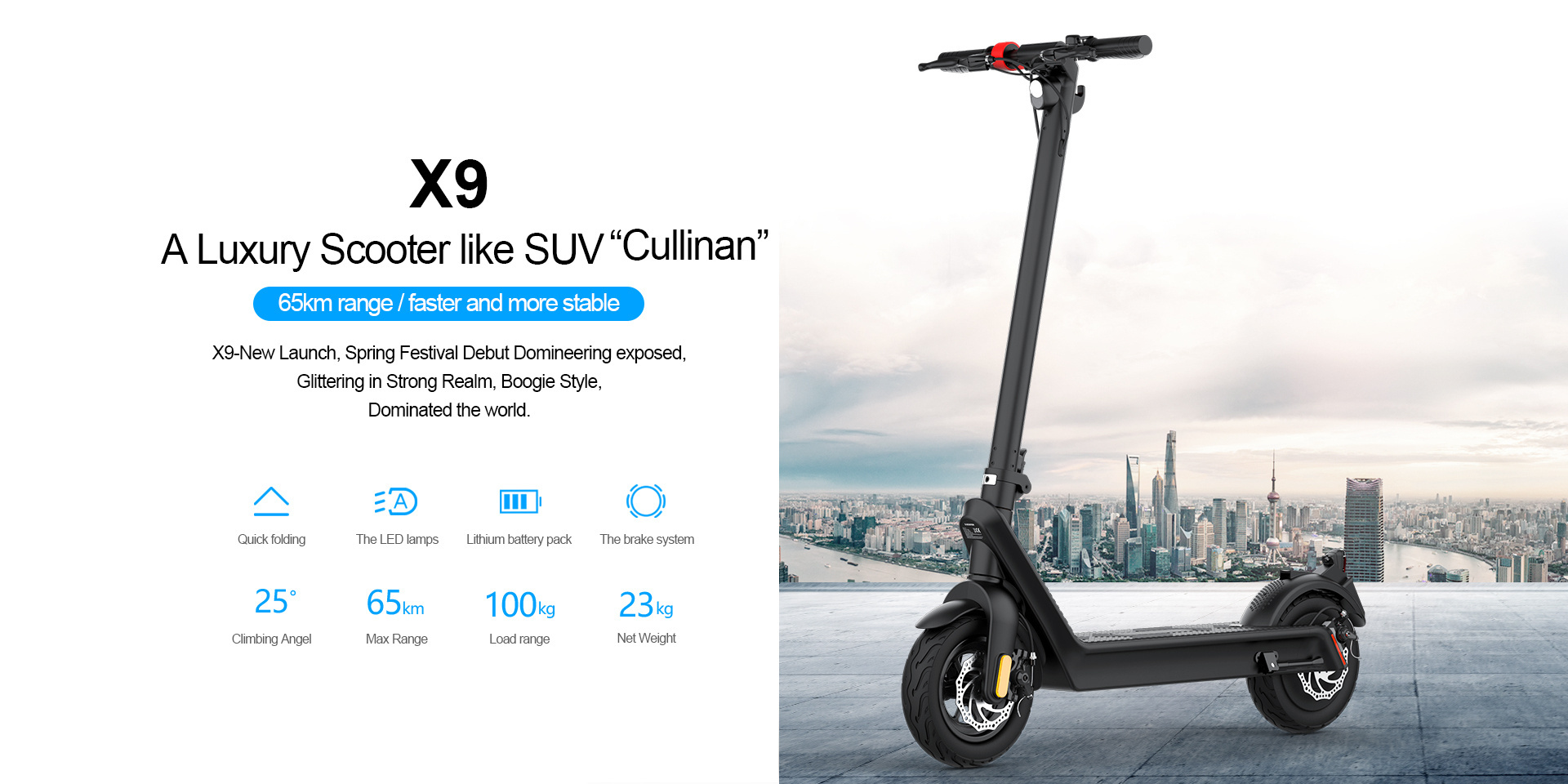 Drop Shipping HX X9 36v 10ah 350w Fat Tire Electric Scooters for Adult