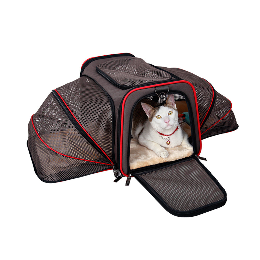 Wholesale Collapsible Pet Products Dog Cat Outside Carry Mesh carrier Crate Cage Travel Bag