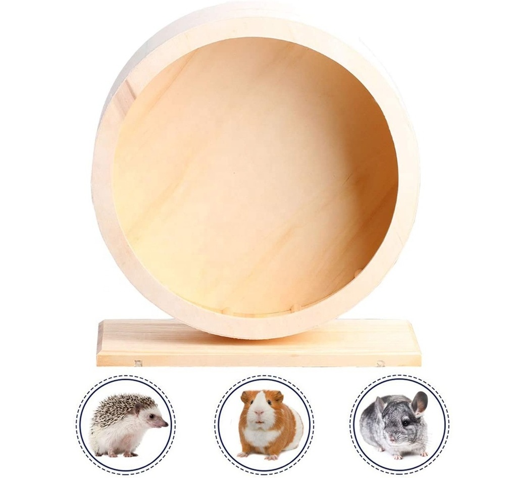 L Pets Exercise Wheel Hamster Wooden Mute Running Spinner Wheel Play Toy for Rat Gerbil Mice Chinchillas Hedgehogs Guinea