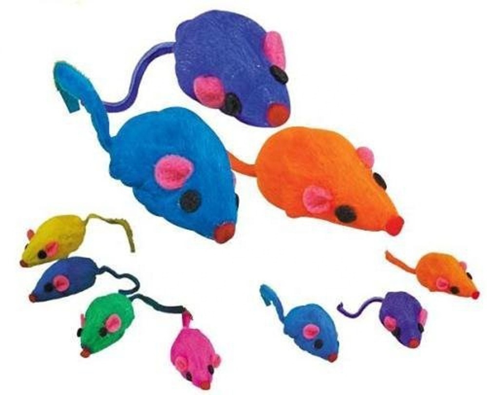 Fur Mice Rattle Cat Toys coloful Mice Rabbit Feather for Cats and Kittens Pom and Mice Cat Toys Pet Supplies Better Caress