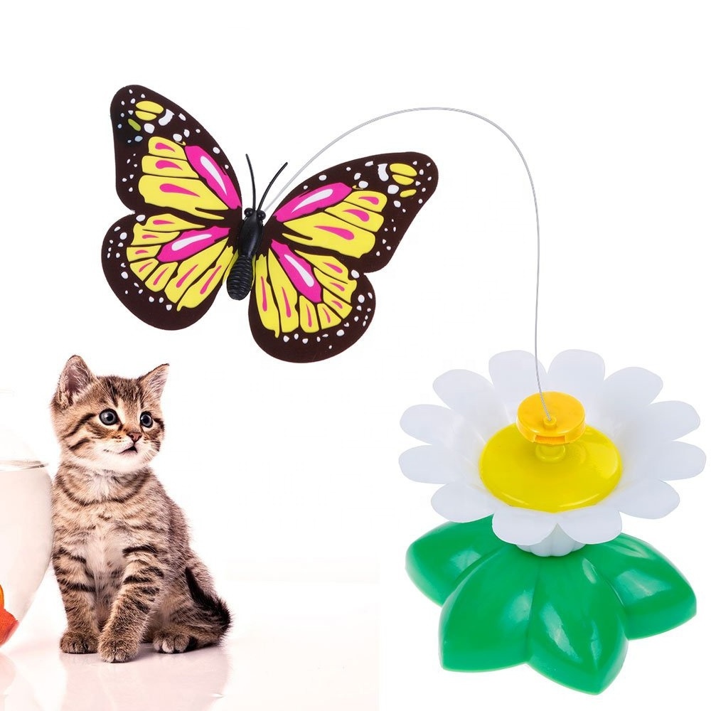 Butterfly Toy for Pet Cats, Funny Rotating Electric Flying Butterfly Interactive Toy with A Fastening Tape Multicolor