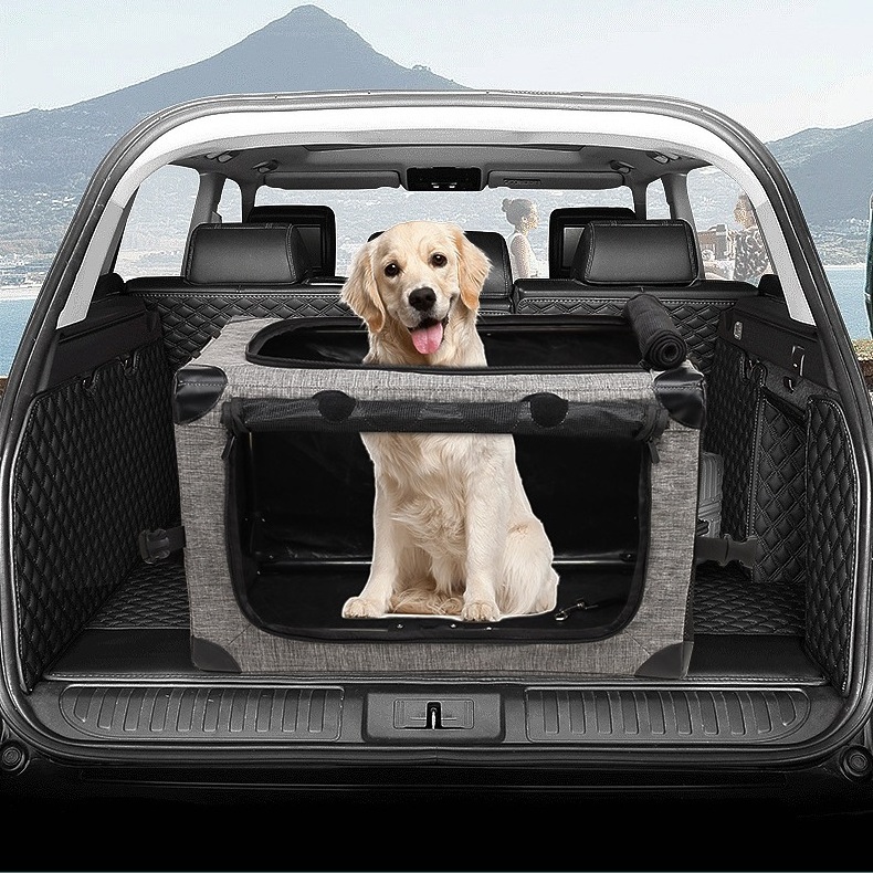 Portable large size Outdoor Travel Car Carrying Collapsible pet dogs travel carrier bag Crate Cage with mesh windows