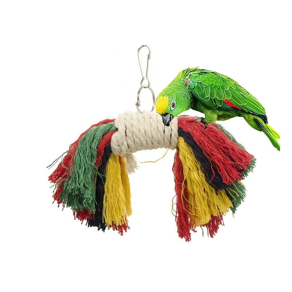 Bird Parrot Toys Play Set for Bird Cage, Colorful Chewing Hanging Swing Toy Bells, Ladder Swing for Small Parrots, Macaws,