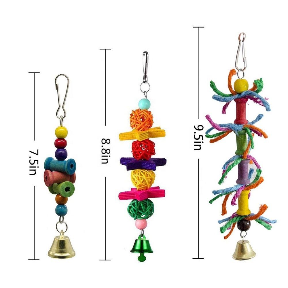 8 Packs Bird Swing Chewing Toys- Parrot Hammock Bell Toys Suitable for Small Parakeets, Cockatiels, Conures, Finches,Budgie,Maca