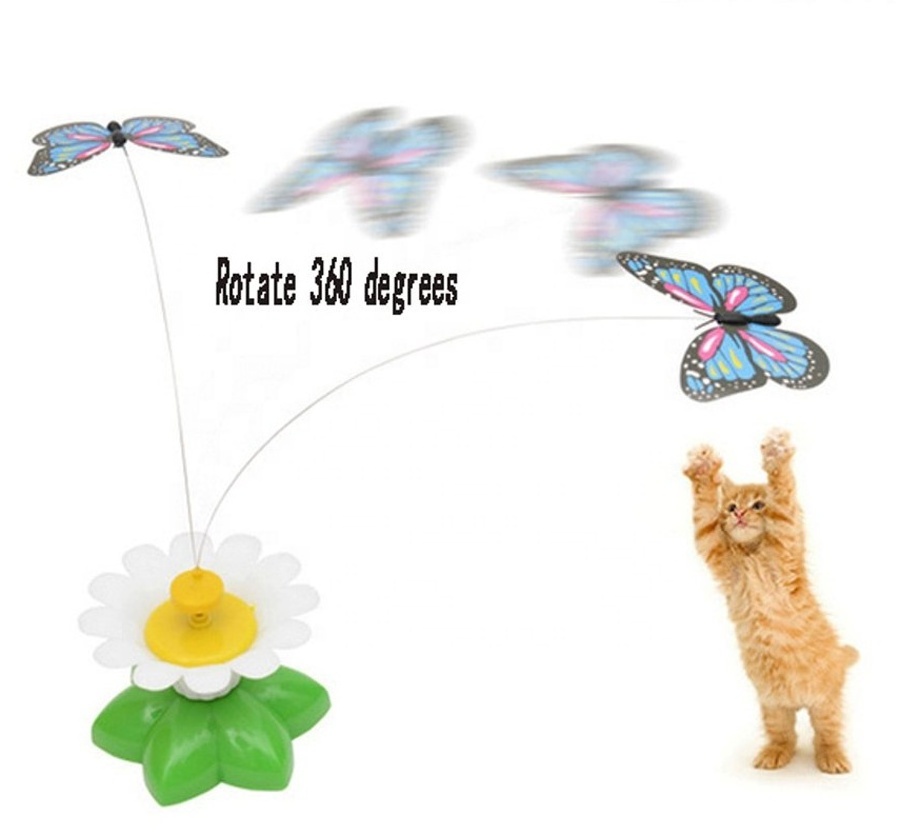 Butterfly Toy for Pet Cats, Funny Rotating Electric Flying Butterfly Interactive Toy with A Fastening Tape Multicolor