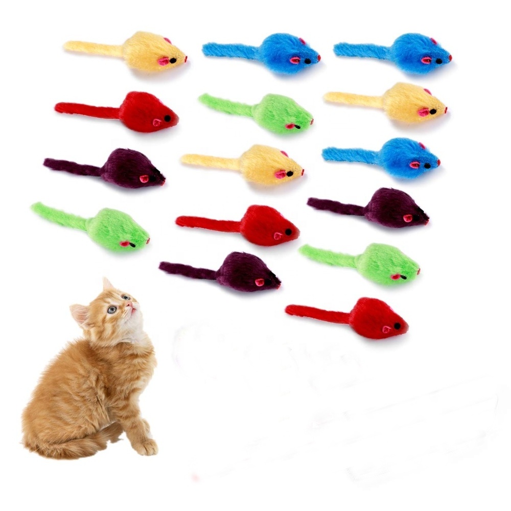 Fur Mice Rattle Cat Toys coloful Mice Rabbit Feather for Cats and Kittens Pom and Mice Cat Toys Pet Supplies Better Caress