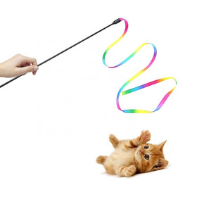 Cat Teaser Stick Toy, Iridescence Cloth Teaser Wand Toys Interactive Pet Cat Kitten Chaser Funny Play Toy  Cat Teaser Stick