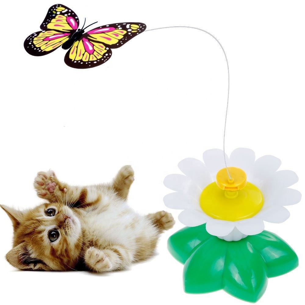 Butterfly Toy for Pet Cats, Funny Rotating Electric Flying Butterfly Interactive Toy with A Fastening Tape Multicolor