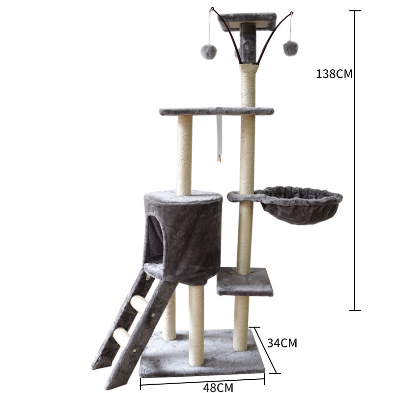 Wholesale Multi-Level Cat Tree Condo with Scratching Posts Flannel Type Cat scratcher Perches Houses Hammock and Baskets