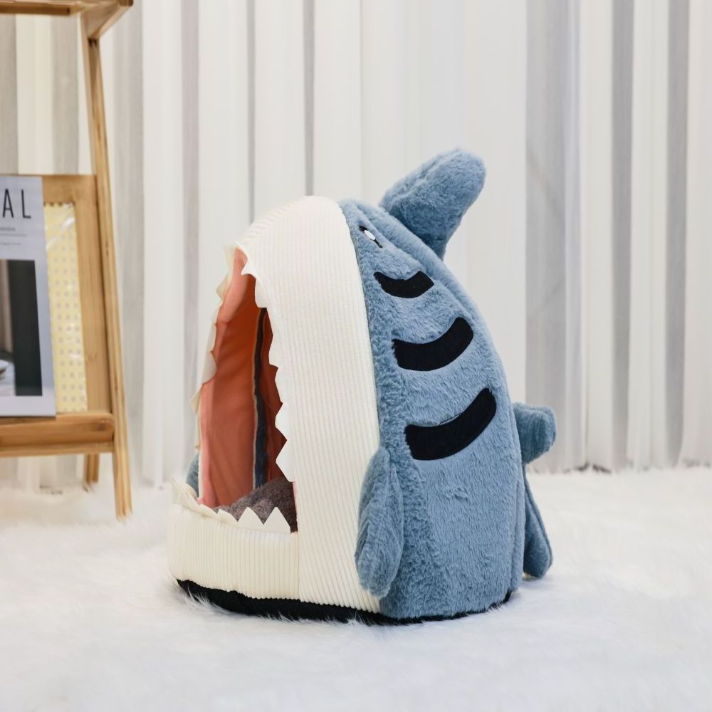 Shark Animal Shape Stuffed Plush Four Seasons Semi-closed Cat Nest steel pet bed