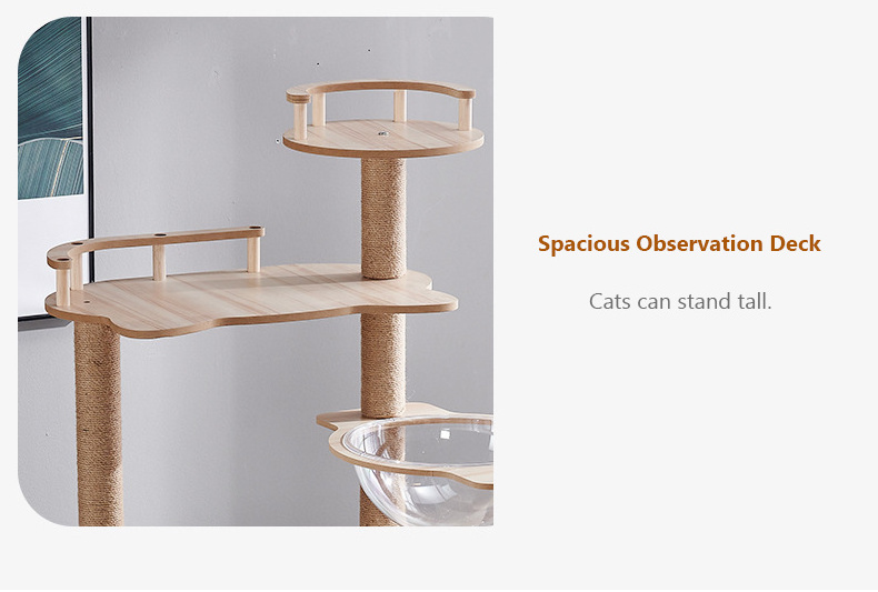 Hot Luxury Large Wooden Cat House Climbing Multi Layer Cat Climbing Tree With Hammock Ladder