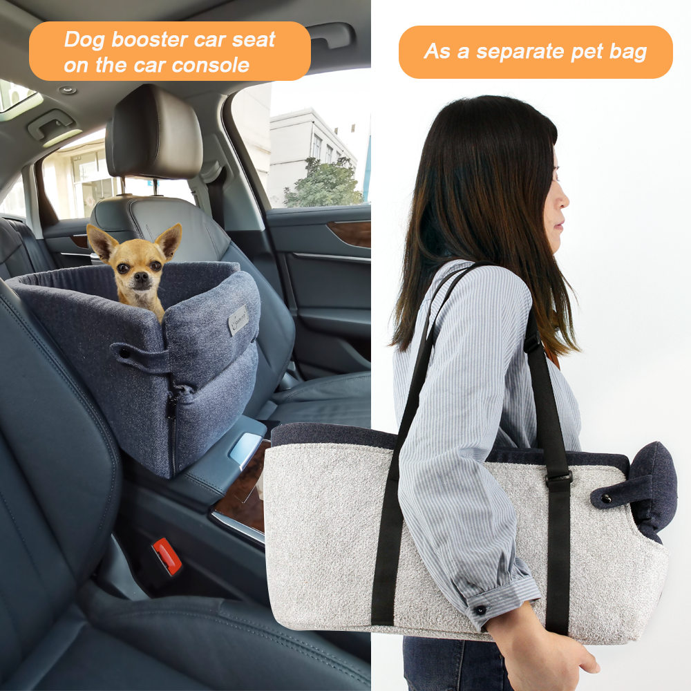 Bobby pet washable dog carrier luxury travel dog bed Car center console dog booster seat