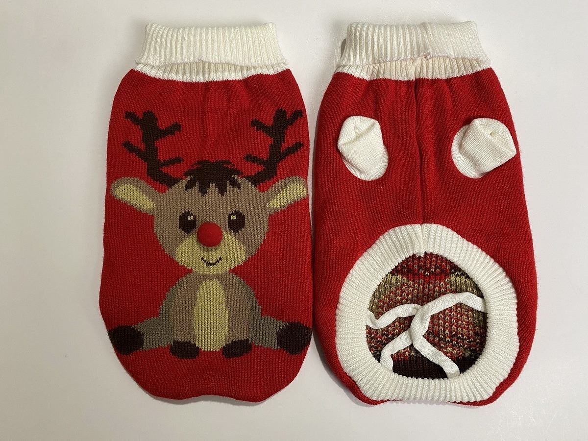 2023-2024 Xmas holiday red pet sweater deer picture knitted pullover for dogs hot sale wholesale dog jumper