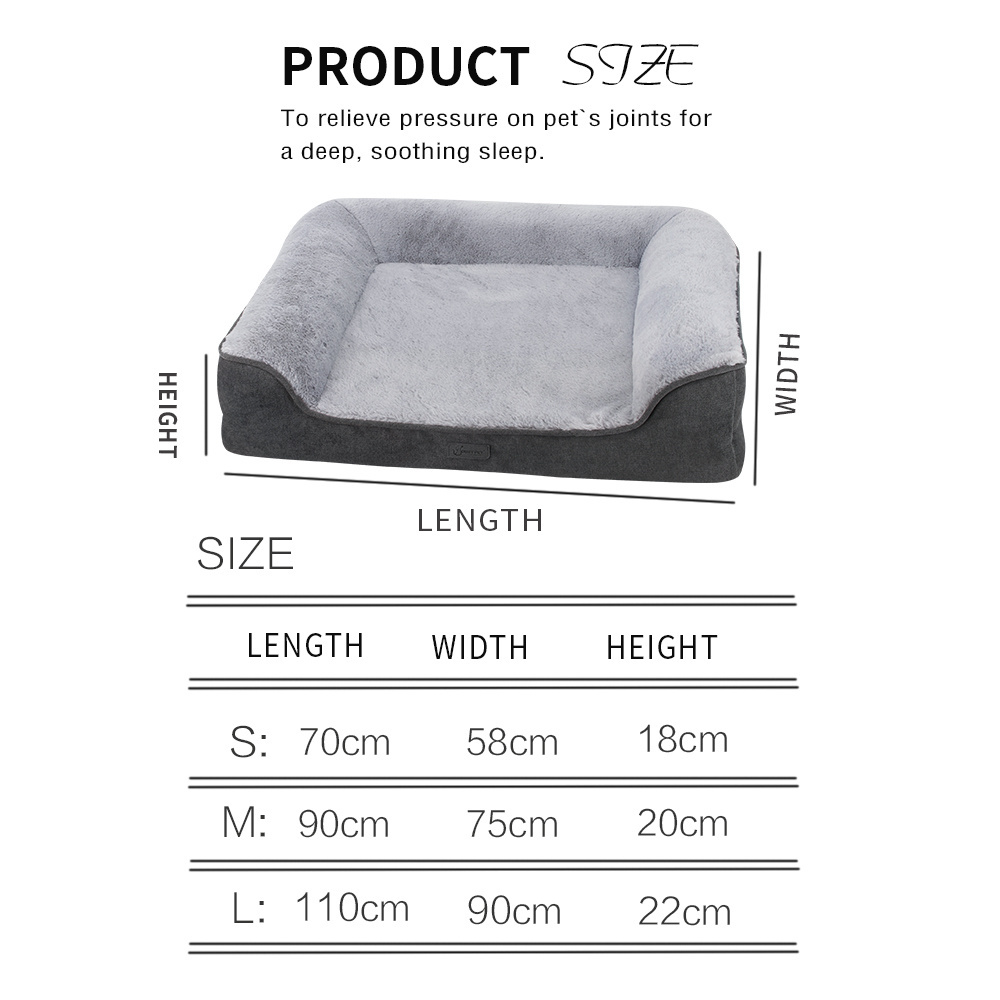 Hot selling removable memory foam dog bed plush dog sofa bed luxury  orthopedic pet sofa bed