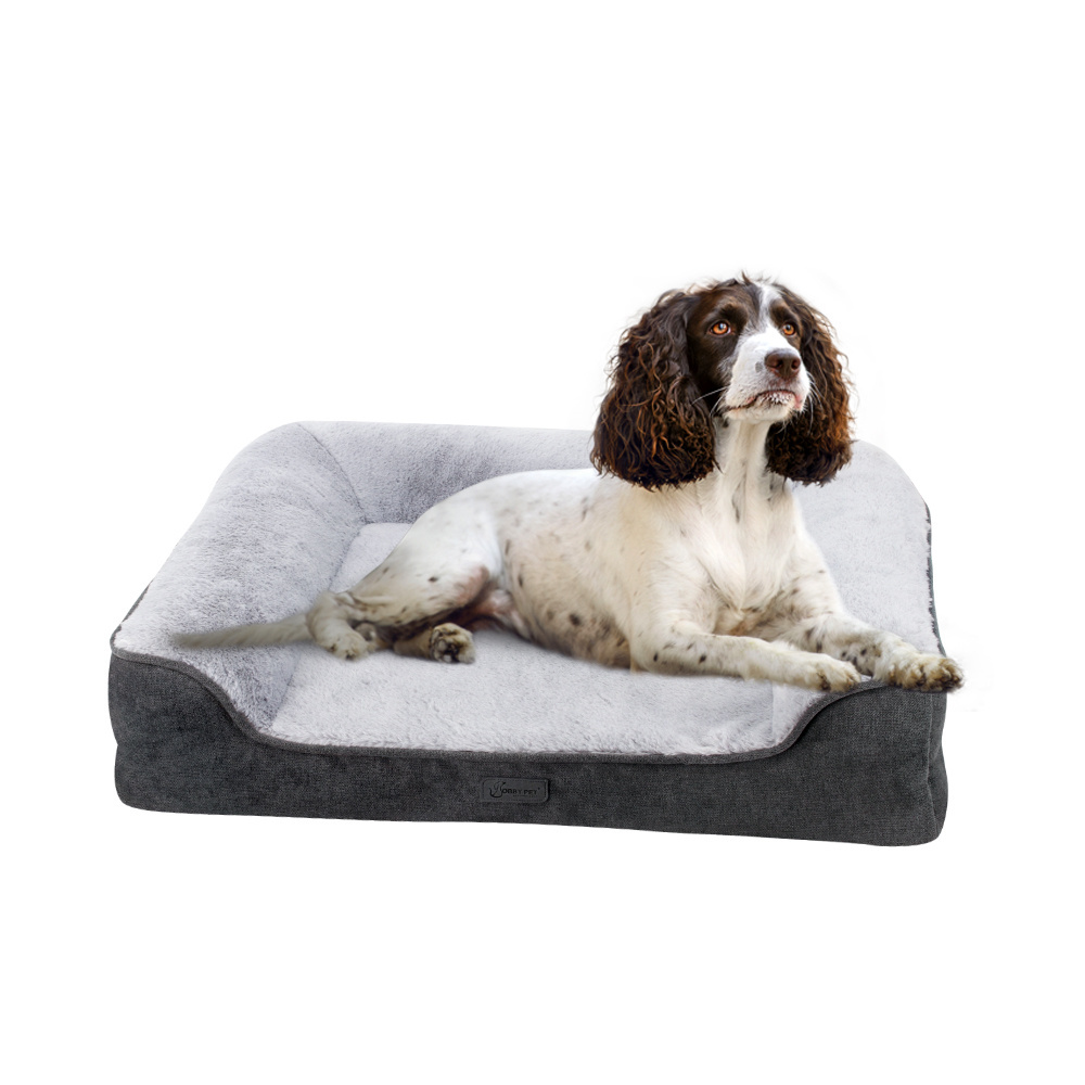 Hot selling removable memory foam dog bed plush dog sofa bed luxury  orthopedic pet sofa bed