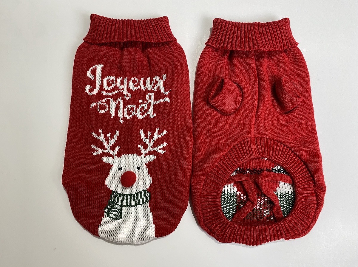 2023-2024 Xmas holiday red pet sweater deer picture knitted pullover for dogs hot sale wholesale dog jumper