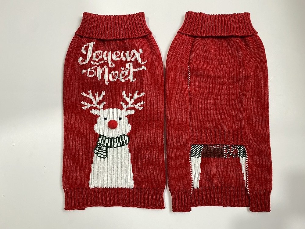 2023-2024 Xmas holiday red pet sweater deer picture knitted pullover for dogs hot sale wholesale dog jumper