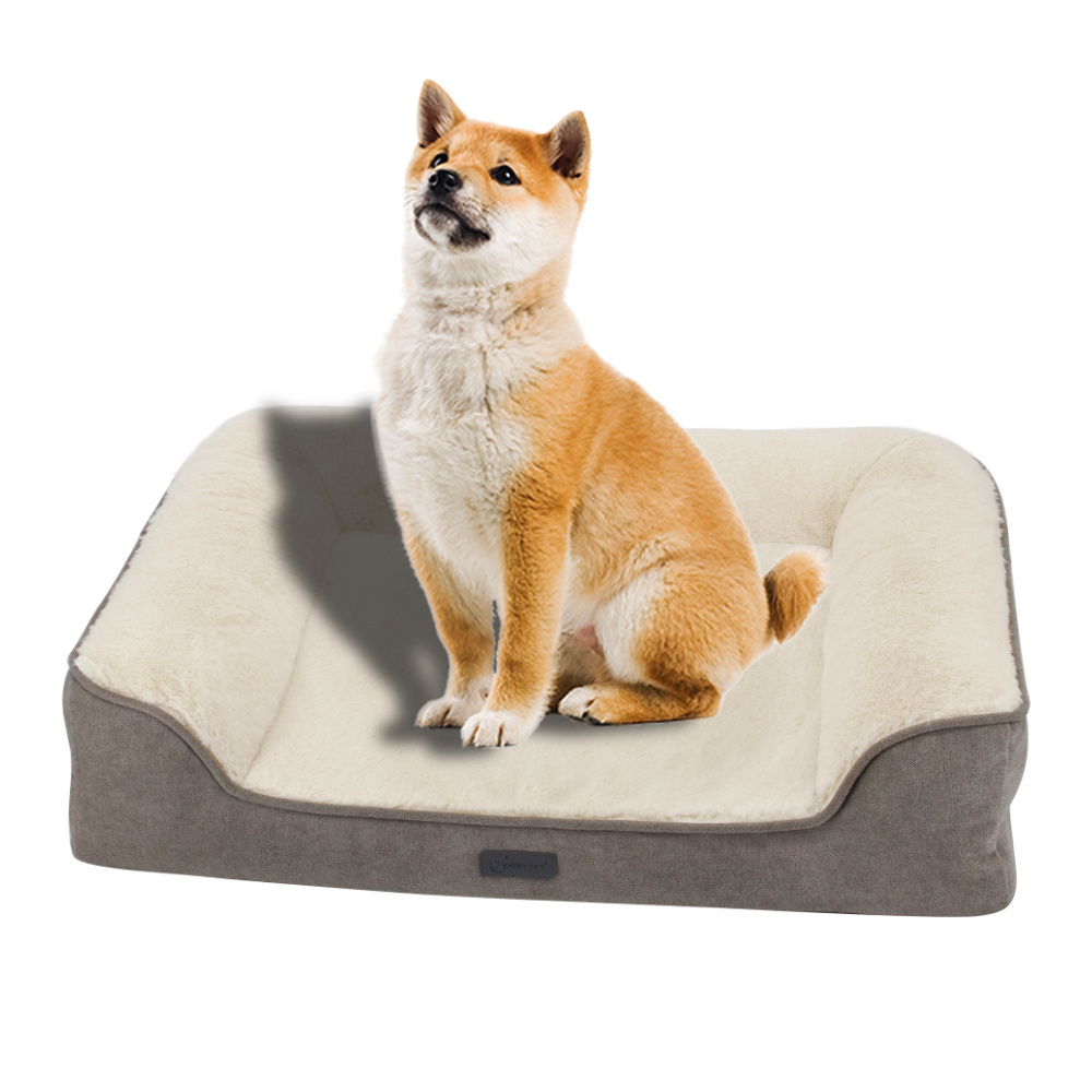 Hot selling removable memory foam dog bed plush dog sofa bed luxury  orthopedic pet sofa bed