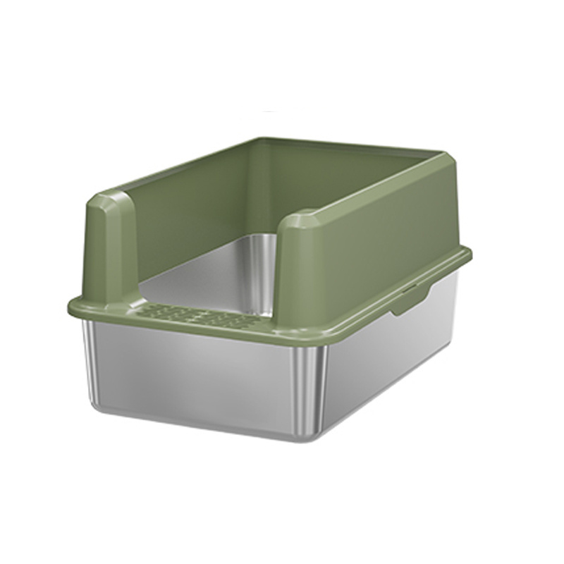 Pet Cat Litter Box High Quality Semi-Enclosed Stainless steel +ABS Cat Litter Box with Scooper