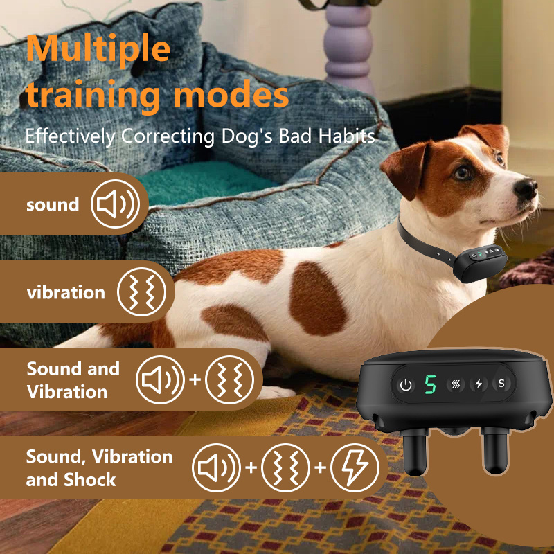 Custom design Waterproof Rechargeable Training Human Stop Vibration Anti No Shock Dog Bark Collar